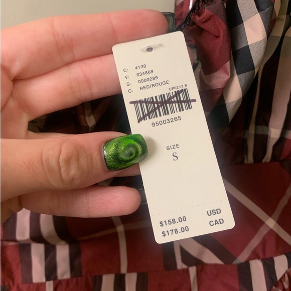 Anthropologie Maeve Maroon Tartan Plaid Puff Sleeve A-Line Mini Dress Small NWT - Picture 9 of 9